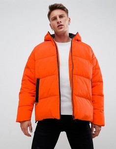 Оранжевая дутая куртка с капюшоном ASOS DESIGN - Оранжевый