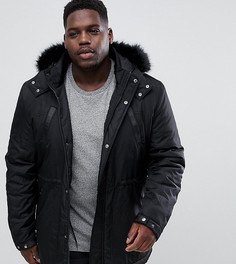 Черная парка с отделкой искусственным мехом ASOS DESIGN Plus - Черный