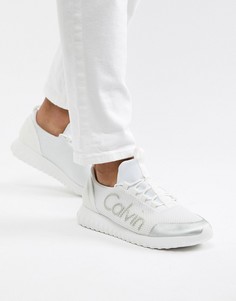 Белые кроссовки металлик с логотипом Calvin Klein Ron - Белый