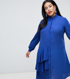 Платье-рубашка с оборками Lost Ink Plus - Синий