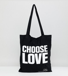 Сумка-тоут из органического хлопка с надписью Choose Love Help Refugees - Черный Asos Design