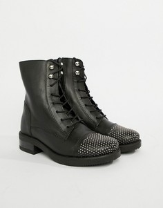 Кожаные ботильоны на шнуровке Aldo - Черный