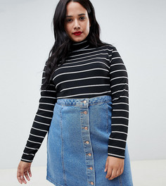 Топ в полоску с длинными рукавами и высоким воротом ASOS DESIGN Curve - Мульти