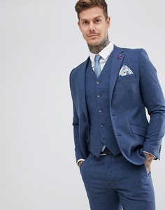Приталенный пиджак из донегаля с добавлением шерсти Gianni Feraud Heritage - Темно-синий