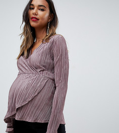 Топ с запахом, длинными рукавами и асимметричным краем ASOS DESIGN Maternity - Коричневый