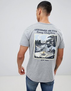 Серая меланжевая футболка с принтом на спине Abercrombie & Fitch - Серый