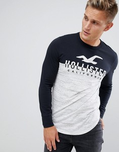 Лонгслив в стиле колор блок с логотипом (белый меланж/черный) Hollister - Черный