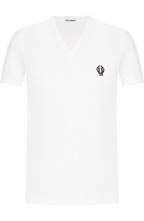 Хлопковая футболка с V-образным вырезом Dolce & Gabbana