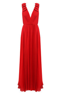 Шелковое платье-макси с глубоким вырезом Elie Saab