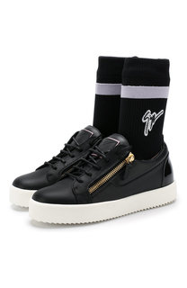 Кожаные кеды Gail Plus с текстильной вставкой Giuseppe Zanotti Design