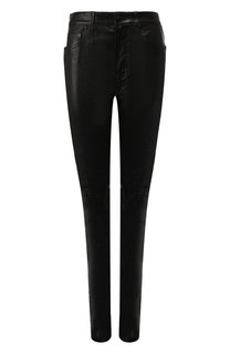 Однотонные кожаные брюки Saint Laurent