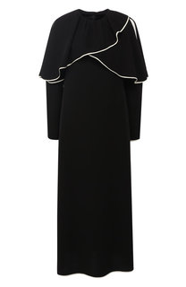 Шелковое платье с открытыми плечами и контрастной отделкой Valentino