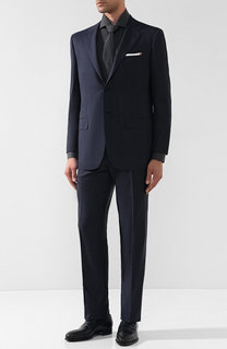 Шерстяной костюм с однобортным пиджаком и платком Kiton