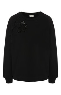Хлопковый пуловер с декоративной отделкой Dries Van Noten