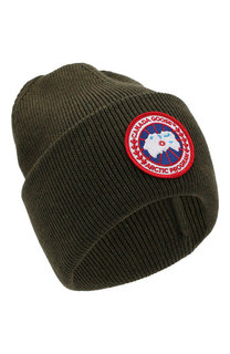 Шерстяная шапка с логотипом бренда Canada Goose