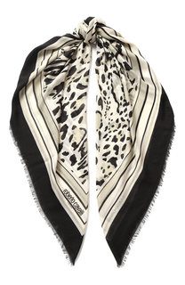 Шаль из смеси вискозы и шерсти с анималистичным принтом Roberto Cavalli