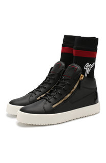 Высокие кожаные кеды Kriss Plus на шнуровке Giuseppe Zanotti Design