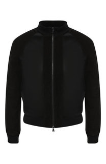 Бомбер с кожаной отделкой Emporio Armani