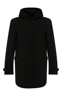 Пальто из смеси шерсти и вискозы на молнии с капюшоном Emporio Armani
