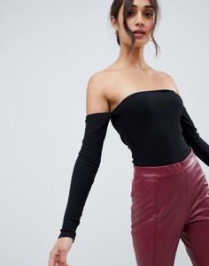 Черное боди с открытыми плечами Miss Selfridge - Черный
