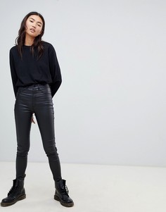 Джинсы скинни из искусственной кожи с завышенной талией Dr Denim Solitaire - Черный