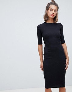 Черное облегающее платье с длинными рукавами Pull&Bear - Черный