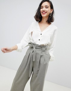 Белая блузка на пуговицах с рукавами летучая мышь River Island - Белый