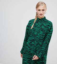 Черно-зеленое платье-рубашка с тигровым принтом Monki - Мульти