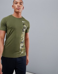 Камуфляжная футболка цвета хаки Nike Training Hyperdry AQ1194-395 - Зеленый