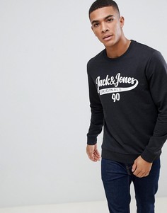 Свитшот с круглым вырезом и логотипом Jack & Jones - Черный