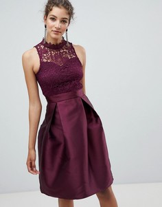 Короткое приталенное платье с кружевом AX Paris - Фиолетовый