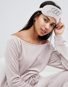 Велюровая маска для сна с надписью shhh ASOS DESIGN - Светло-бежевый