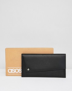 Черный асимметричный кожаный кошелек ASOS DESIGN - Черный