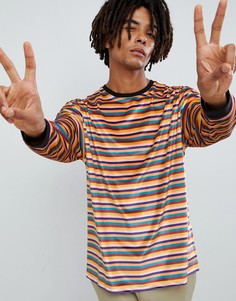 Свободный велюровый лонгслив в полоску и контрастный рубчик ASOS DESIGN - Мульти