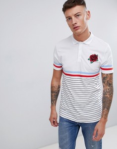 Поло в полоску с вышивкой ASOS DESIGN - Белый