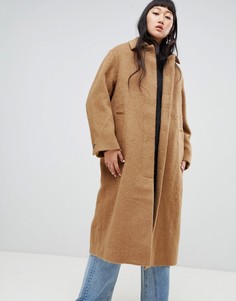 Пальто с добавлением мохеровой шерсти Weekday - Коричневый