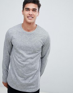 Серый фактурный лонгслив с закругленным краем ASOS DESIGN - Серый