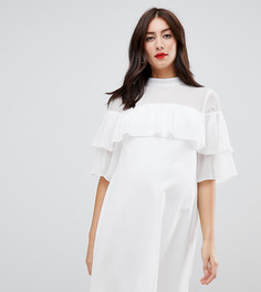 Свободное платье с оборкой ASOS DESIGN Maternity - Белый