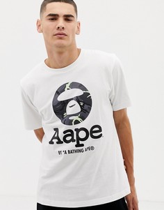 Белая футболка с большим камуфляжным логотипом AAPE By A Bathing Ape - Белый