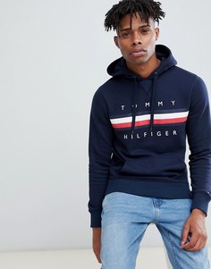 Худи темно-синего цвета в полоску с логотипом Tommy Hilfiger Icon - Темно-синий