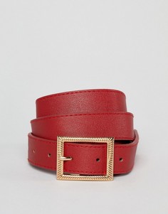 Красный ремень с прямоугольной пряжкой New Look - Красный