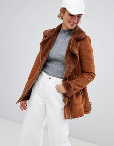 Куртка в байкерском стиле Pull&Bear - Коричневый