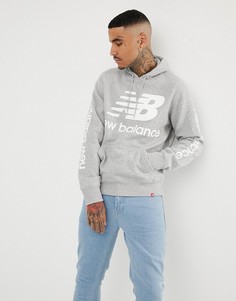 Серый худи с большим логотипом New Balance - Серый