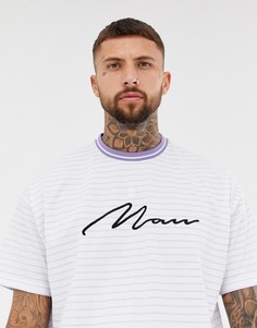 Сиреневая футболка с вышивкой man boohooMAN - Фиолетовый
