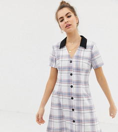 Чайное платье мини с принтом в клетку в стиле 90-х Reclaimed Vintage inspired - Белый