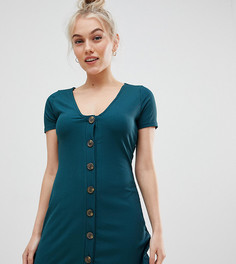 Зеленое платье в рубчик на пуговицах Miss Selfridge Petite - Зеленый
