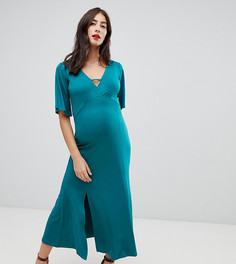 Платье макси с запахом на завязке ASOS DESIGN Maternity - Зеленый
