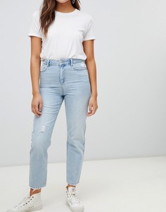 Светлые состаренные джинсы в винтажном стиле Miss Selfridge - Синий