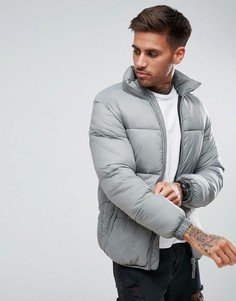Серая дутая куртка Pull&Bear - Серый