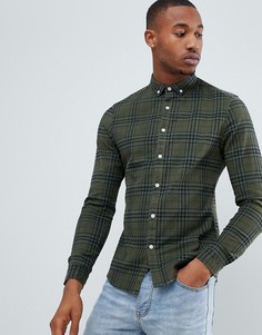 Облегающая рубашка в клетку ASOS DESIGN - Бежевый